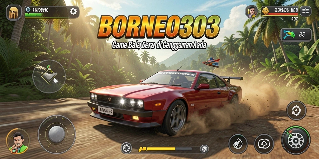 Tampilan gameplay mendebarkan dari BORNEO303 dengan aksi balapan seru.