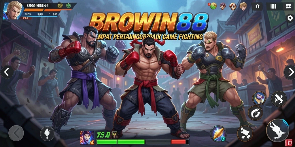 Tangkapan layar BROWIN88 menampilkan pertarungan antar karakter dengan aksi dramatis.