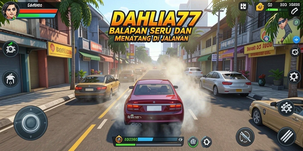 Gameplay balapan yang mendebarkan dengan mobil dan lintasan menarik.
