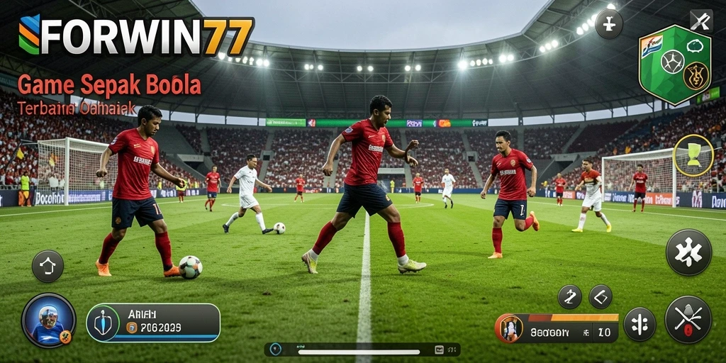 Tangkapan layar gameplay yang menunjukkan pertandingan sepak bola yang mendebarkan.