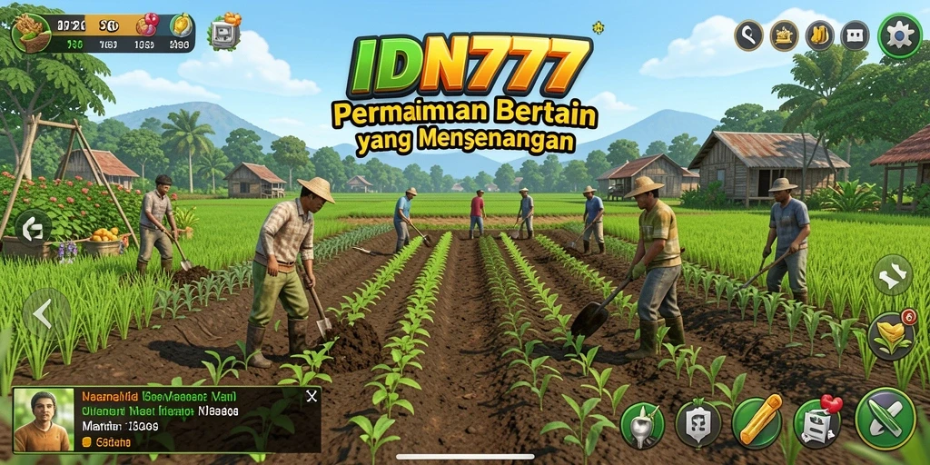 Gameplay IDN777 menampilkan aktivitas bertani yang seru dan interaktif.