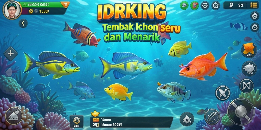 Tampilan gameplay seru dalam IDRKING saat memburu ikan.