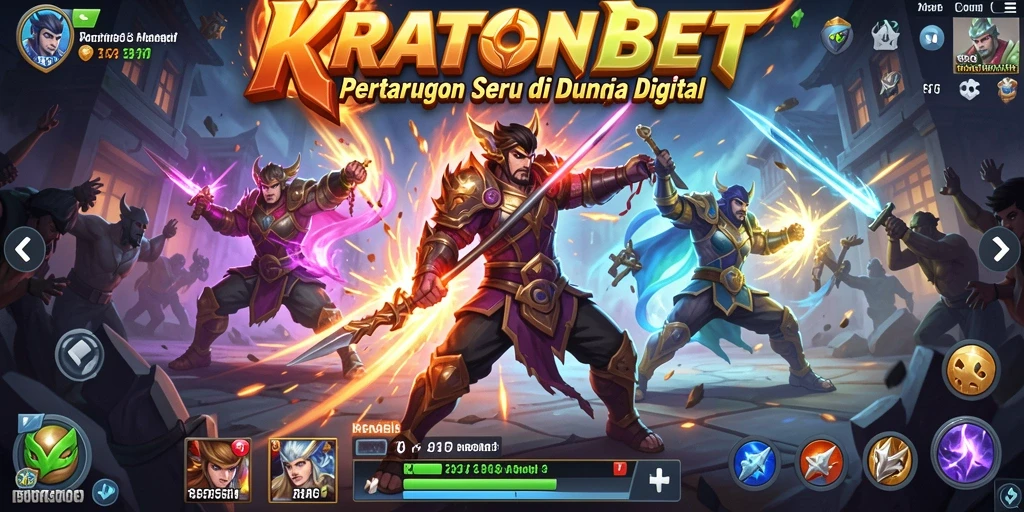 Tampilan gameplay seru dalam KRATONBET, menampilkan pertarungan karakter.