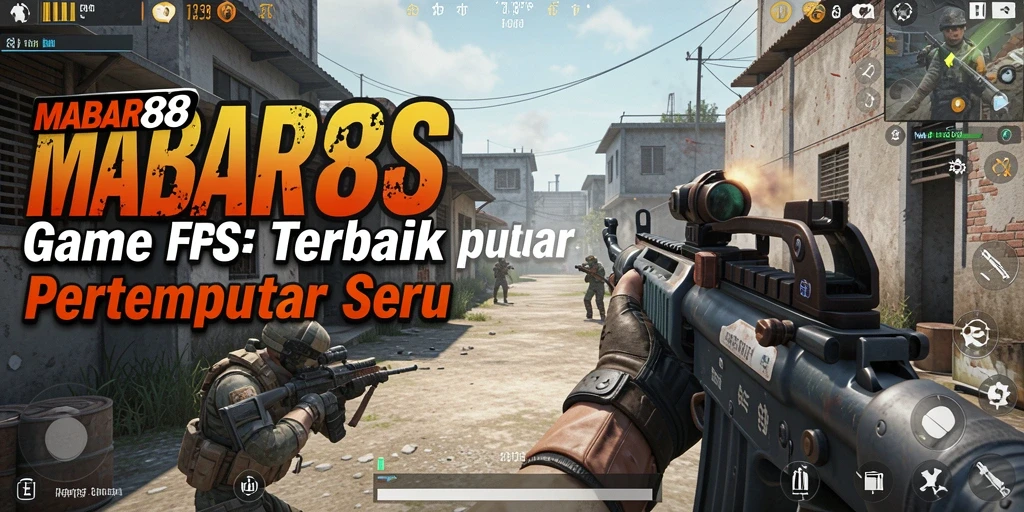Tampilan gameplay seru dalam pertempuran FPS yang mendebarkan.
