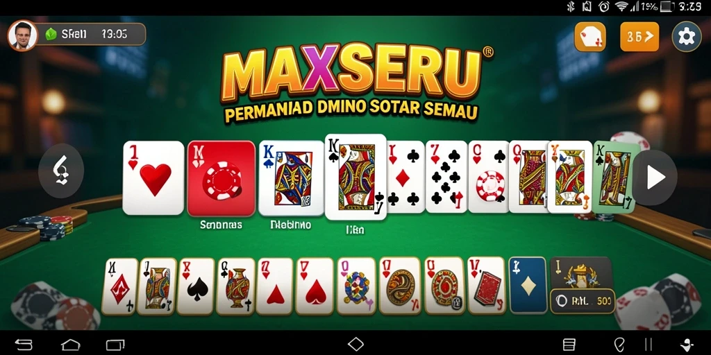 Tampilan gameplay seru dari MAXSERU dalam permainan Domino.