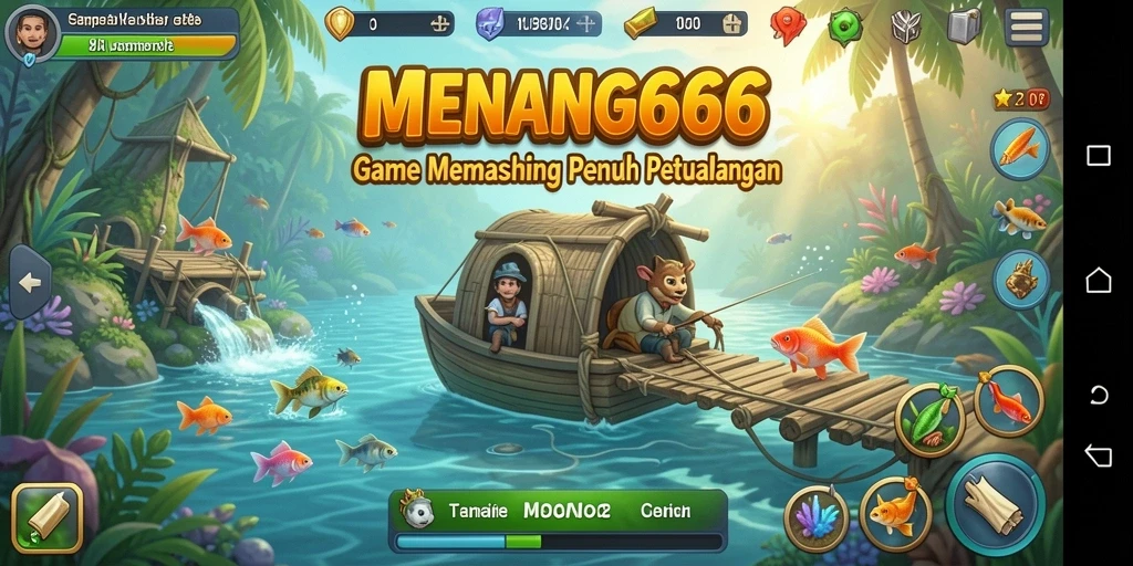 Screenshot MENANG666 menampilkan pemain sedang memancing dengan latar belakang laut yang indah.