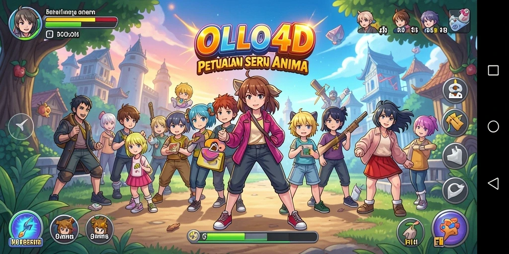 Tampilan seru gameplay OLLO4D dengan karakter anime yang unik.
