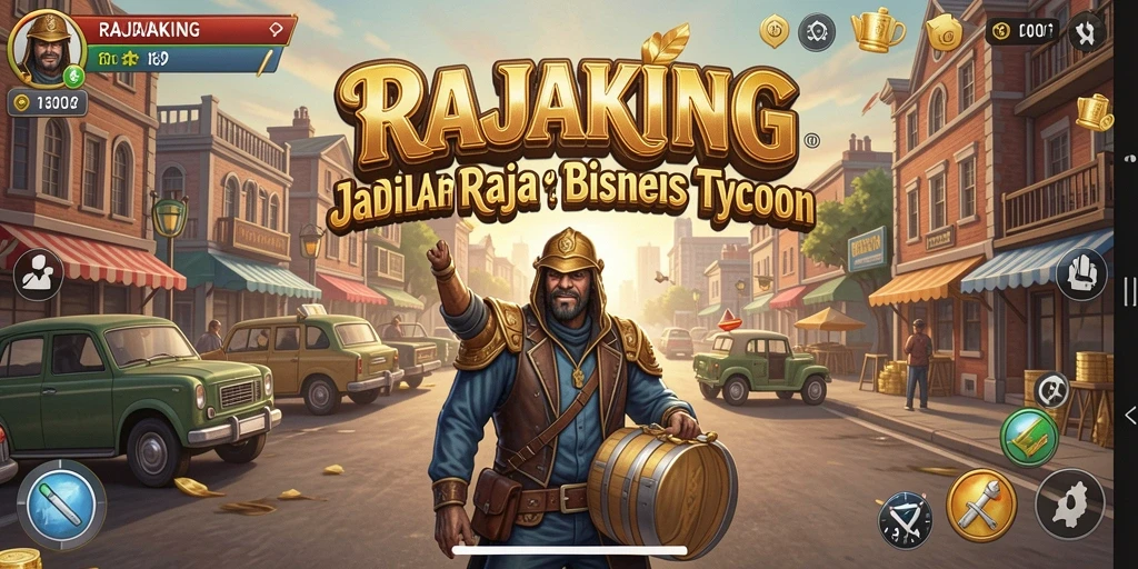 Tampilan gameplay seru di RAJAKING dengan elemen Tycoon.