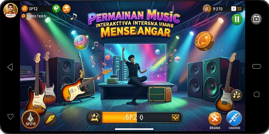 Tampilan screenshot utama SP212 menampilkan gameplay interaktif musik yang mengasyikkan.