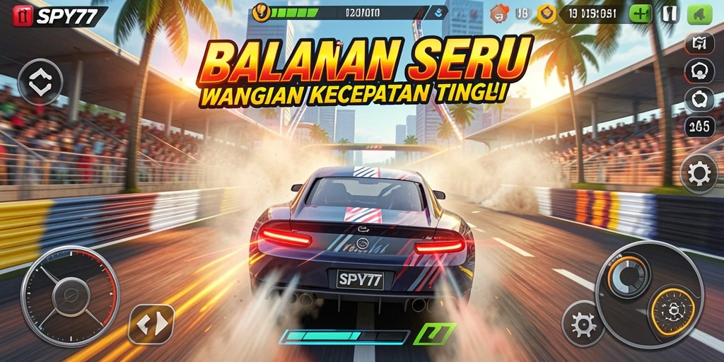 Tampilan gameplay SPY77 yang penuh aksi dan kecepatan.