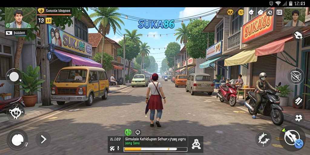 Tampilan gameplay menarik dari SUKA86 dengan berbagai aktivitas.